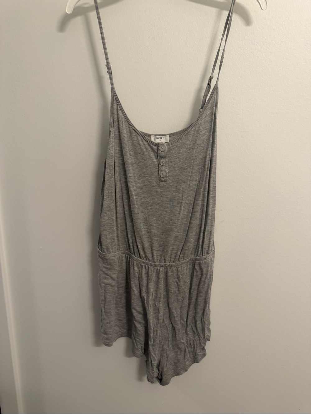 Forever 21 Gray Sleeveless Button-Front Romper